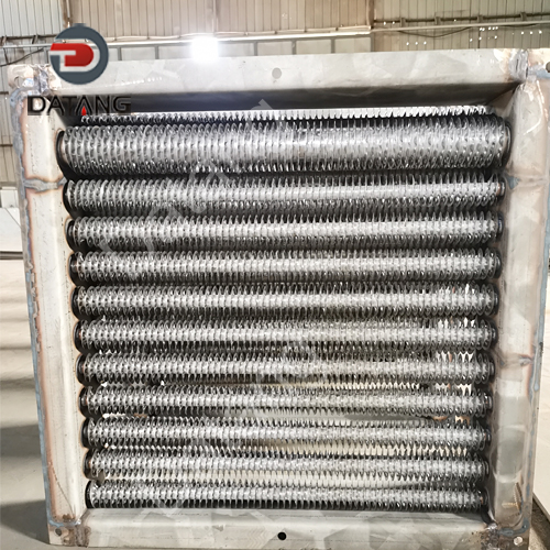Helical tension wound finned tube for workshop heating