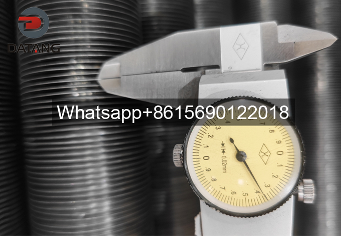 G type finned tube 3.5mm fin thickness verification using caliper
