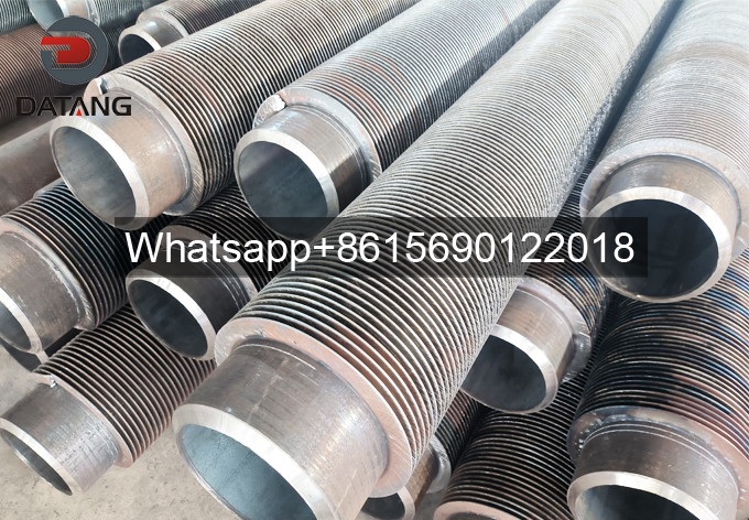 Finished rows of 9-meter HFW spiral finned tubes with 2mm fin pitch compliant with GOST TU standard by Datang