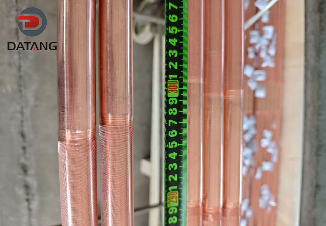 Precision length measurement of copper low fin tubes by Datang Finned Tube QC team Precision length measurement of copper low fin tubes by Datang Finned Tube QC team