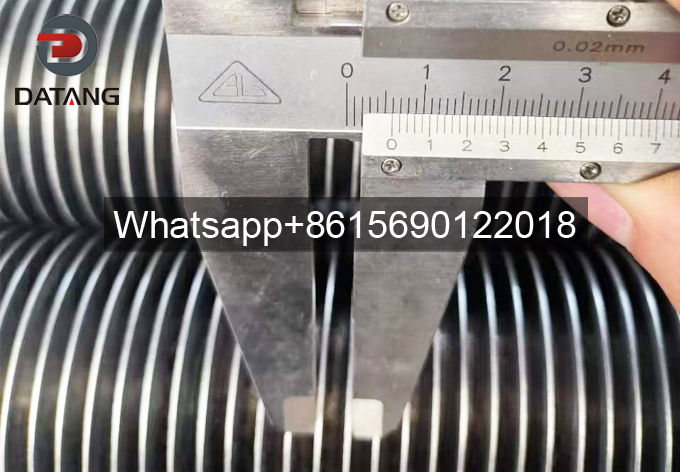 Precision testing of solid fin thickness on HFW spiral fin tubes