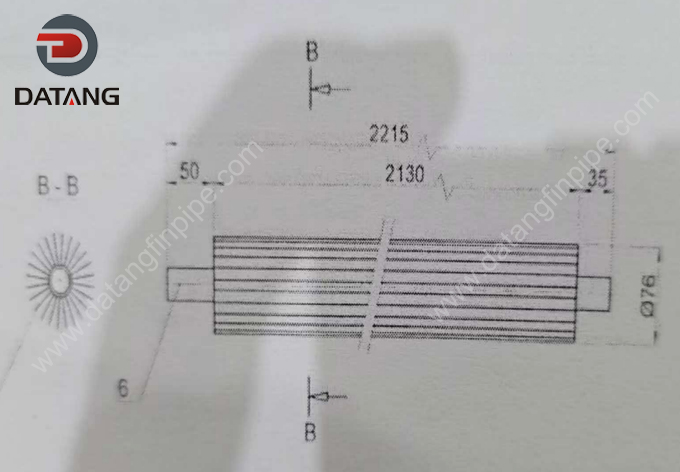 High-Performance ASTM A106 GRB Carbon Steel Seamless Longitudinal Finned Tubes Drawing