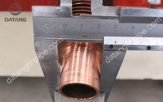 Extruded copper fin tube base tube outer diameter detection