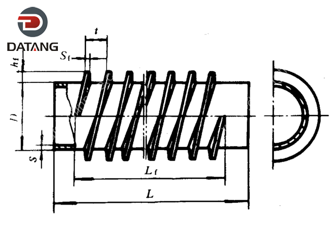 High-Frequency Welded(HFW) Spiral Helical Finned Tubes Drawing